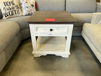 Vintage Furniture Charleston End Table in Nero White with Rodeo Brown Top