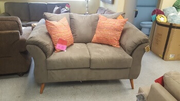 Charcoal Microsuede Loveseat with Flaired Arms (blemish)