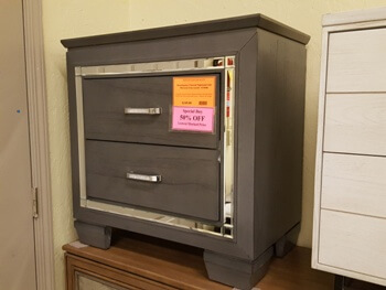 Homelegance Charcoal Nightstand with Mirrored Trim Accents