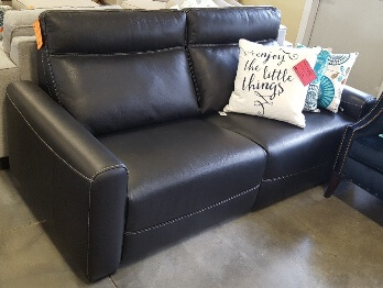 Chateau Dax Black Italian Leather Double Reclining Sofa