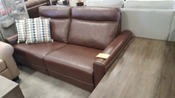 Chateau Dax Chocolate Italian Leather Power Reclining Sofa with Contrast Stitching