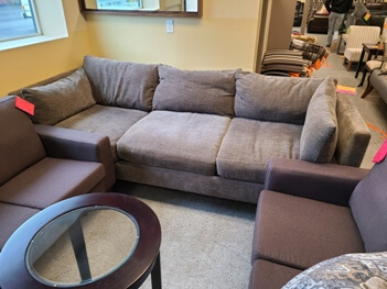 Jonathan Louis Light Grey Fabric Sofa (blemish)