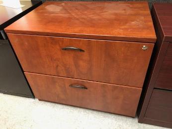 Cherry Finish 2-Drawer Locking Lateral File Cabinet