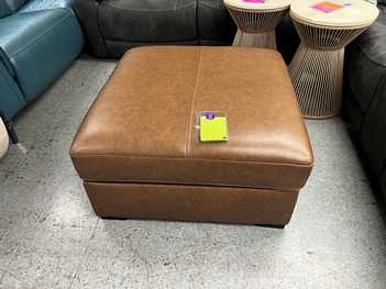 Jason Furniture York Chestnut Leather Storage Ottoman 