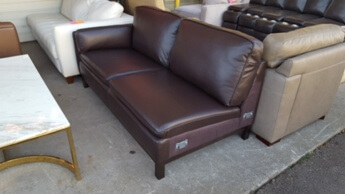 Dark Brown Genuine Leather One-Arm Sofa