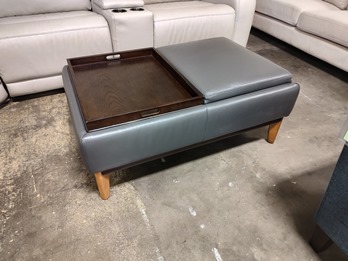 Jason Furniture Denali Dark Grey Leather Storage Ottoman