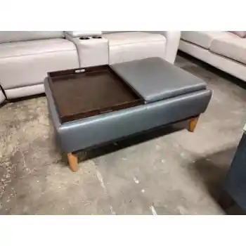 Jason Furniture Denali Dark Grey Leather Storage Ottoman