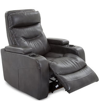 ManWah Clancy Charcoal Faux Leather Power Recliner with Cupholders