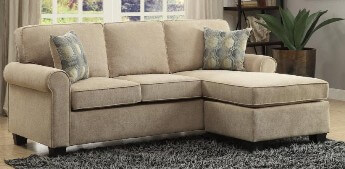 Homelegance Clumber Beige Microsuede Sofa with Reversible Chaise & Rolled Arms