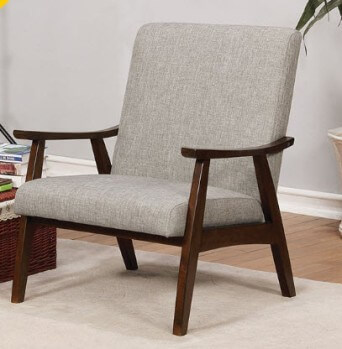 Furniture of America Margaux Light Silver Tweed Accent Chair