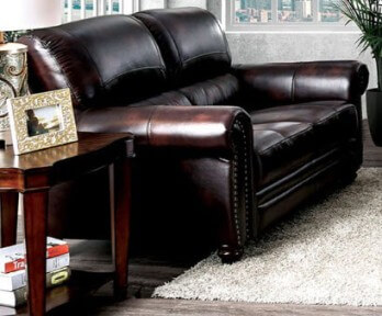 Furniture of America Edmont Top Grain Leather Match Loveseat