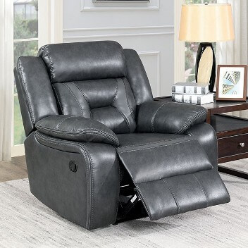 Furniture of America Marnie Charcoal Faux Leather Power Recliner 