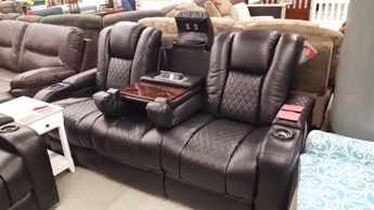 Coaster Delangelo Black Power Reclining Sofa with Drop-Down & Adjustable Headrests