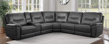 Homelegance Columbus Grey Leather Gel Match 6-Piece Reclining Sectional with Console