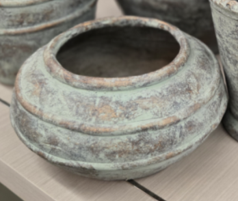 Three Hands Distressed Copper Short & Wide 2-Ring Planter