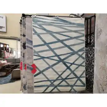 Cosmos Carpets Fine Lines Ivory & Turquoise Area Rug 5-3 x 7-3
