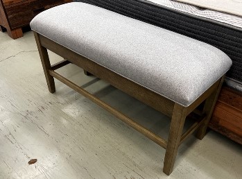 Steve Silver Hardwood Bench with Silver Fabric Upholstery