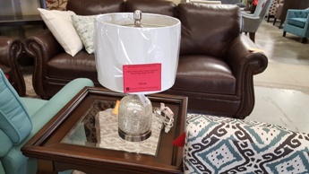 CBK Crackle Luster Accent Lamp with Round Beige Shade