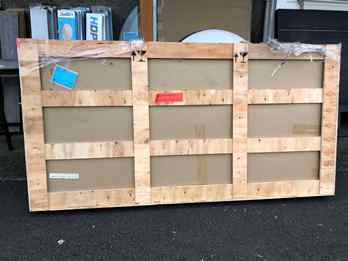 Large Rectangular Glass Table Top in Wood Crate