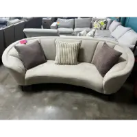 Coaster Ellorie Upholstered Channel Back Curved Sofa in Beige 