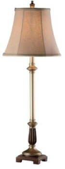 Crestview Slender Bronze Table Lamp with Champagne Shade
