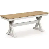 Ashley Willamette White & Light Oak Finish Dining Bench