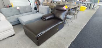Dark Brown Faux Leather Chaise with Pushback Recliner