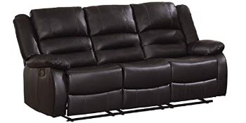 Homelegance Jarita Dark Brown Faux Leather Reclining Sofa