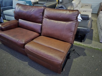 Dark Cognac Leather Armless Power Recliner