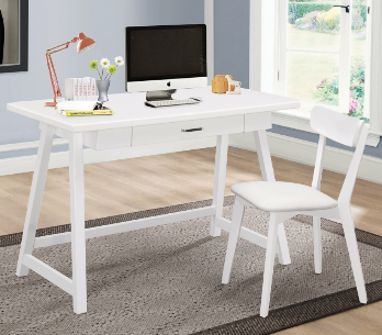 Coaster White Finish Desk with Chair