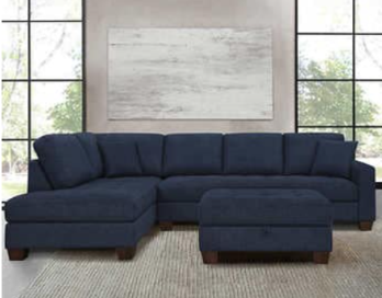 Thomasville Devyn 2-Piece Blue Fabric Sectional with Left-Hand Chaise & Ottoman