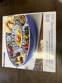 Blue Melamine Lazy Susan with Cover