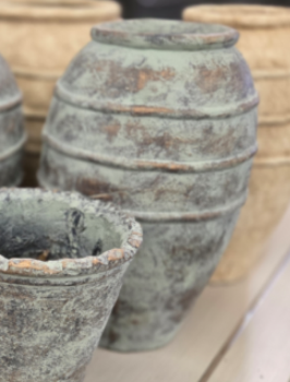 Three Hands Distressed Copper Tall 3-Ring Planter