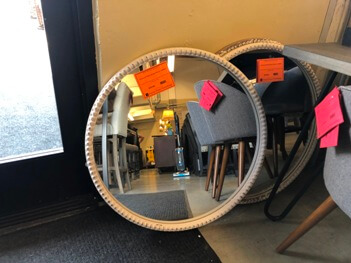 Distressed White Round Mirror