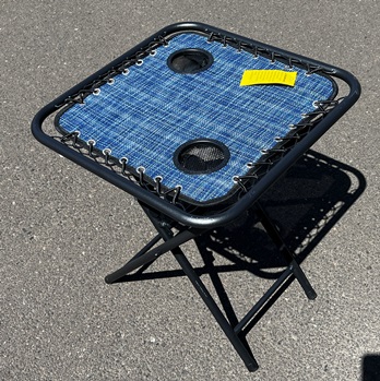 Outdoor Blue Mesh End Table with Cupholders