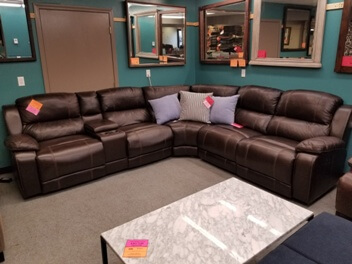 Home Meridian Dunhill Dark Brown Leather Power Reclining Sectional with Power Headrests