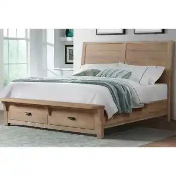 Edison Washed Sand Finish Queen Storage Bed