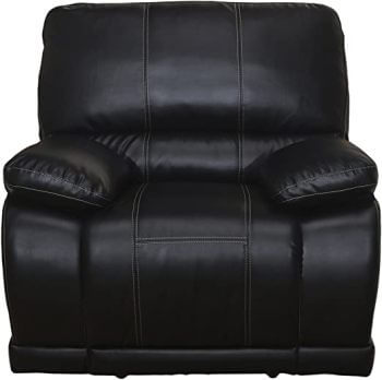 New Classic Electra Black Faux Leather Recliner with Arm Storage