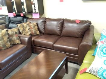 Ashley El Paso Dark Brown Faux Leather Sofa