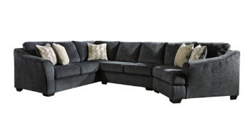 Ashley Eltmann 4-Piece Navy Blue Chenille Sectional with Cuddler