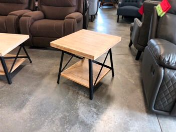 Emerald Chandler White End Table with Metal Frame
