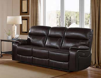 Northridge Home Fallon Dark Brown Power Reclining Leather Sofa with Power Headrests