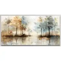 Abstract Trees at Lake Edge Wall Art 30 x 60
