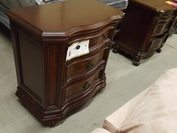 Homelegance Dark Cherry Finish Nightstand with Angled Trim & Carved Accents