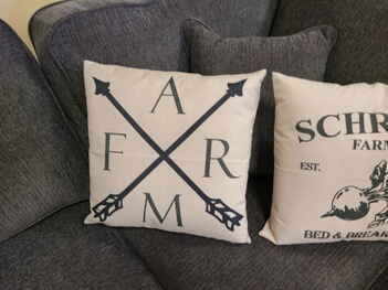 FARM with Arrows Fabric Throw Pillow
