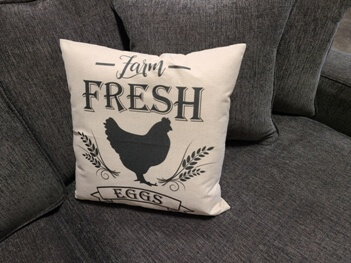 Farm Fresh Eggs Fabric Throw Pillow
