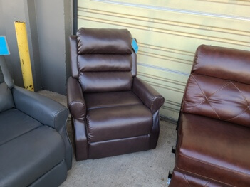 Dark Brown Faux Leather Chair with Rolled Arms