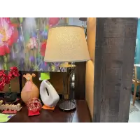 Furniture of America Antique Bronze Metal Table Lamp with Beige Lamp Shade