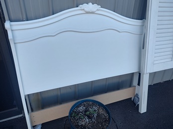 Ashley Arched White Full Headboard with Decorative Accents