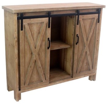 Crestview Distressed Hardwood Console with Barn Doors